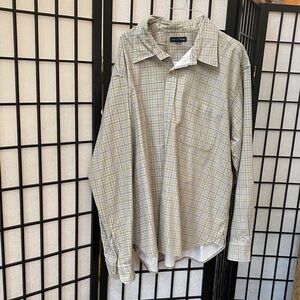 Lands' End Beige Plaid Casual Shirt